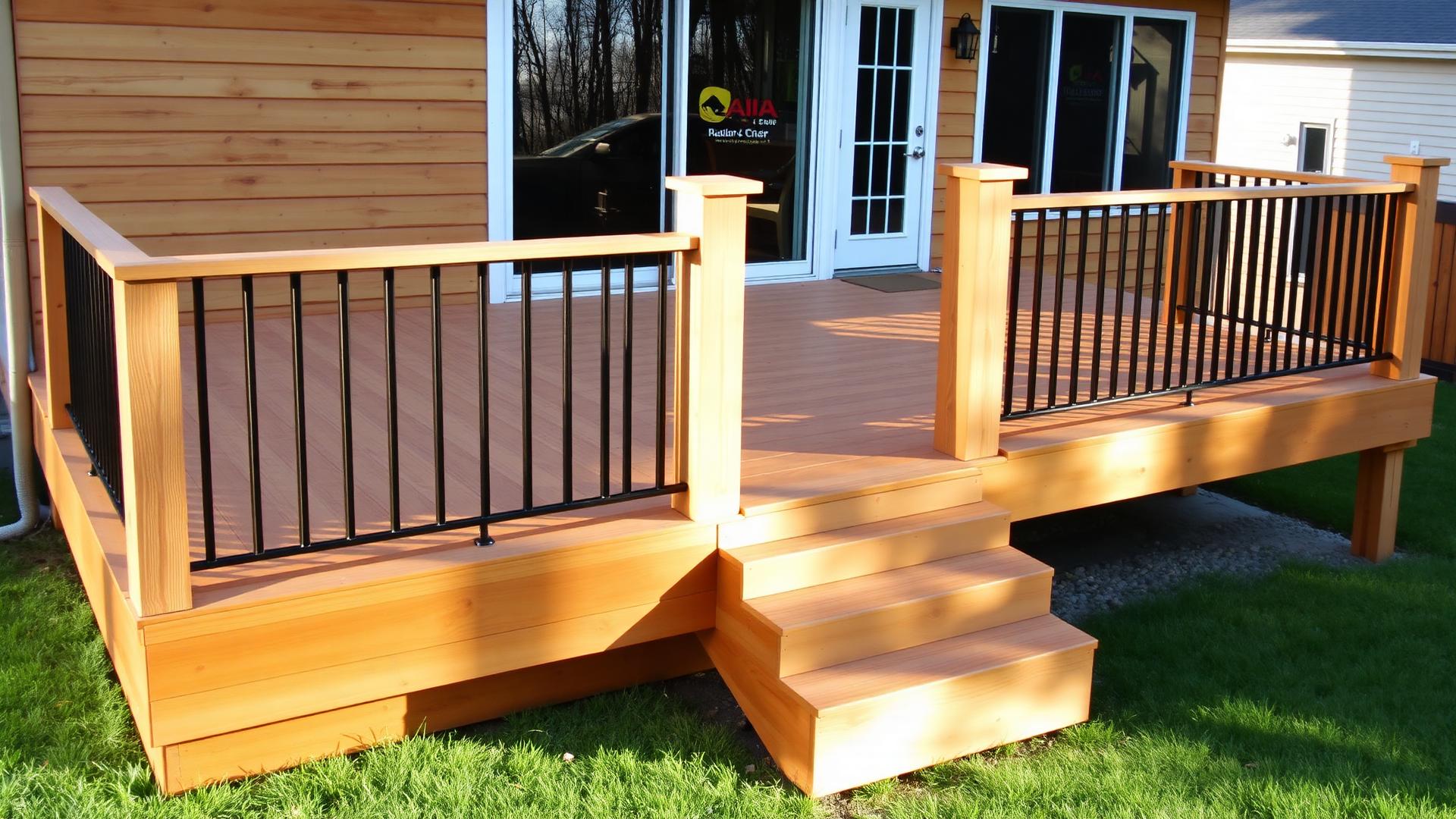 Deck em cedro com guarda-corpo